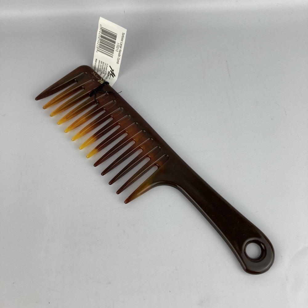 Vintage Mebco Wide-Tooth Tortoise Shell Hair Comb Detangler Large Handle